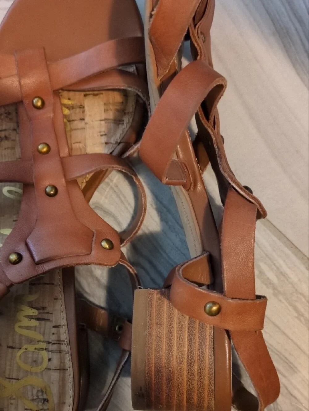 Sam Edelman Brown Strappy T‑Bar Sandals - Picture 4 of 4